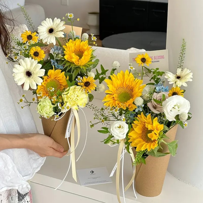 【绿萝】甜蜜蜜纸桶鲜花花束插花牛皮纸花束花桶diy手工花艺资材