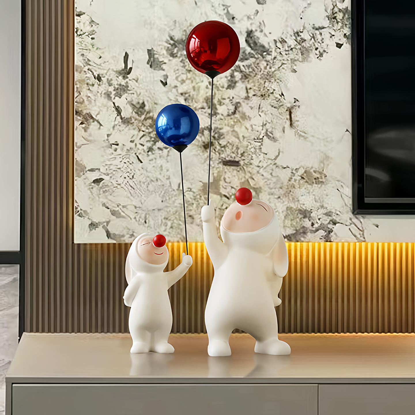 现代创意气球兔子电视柜地台摆件沙发旁精致装饰玄关壁龛落地摆件