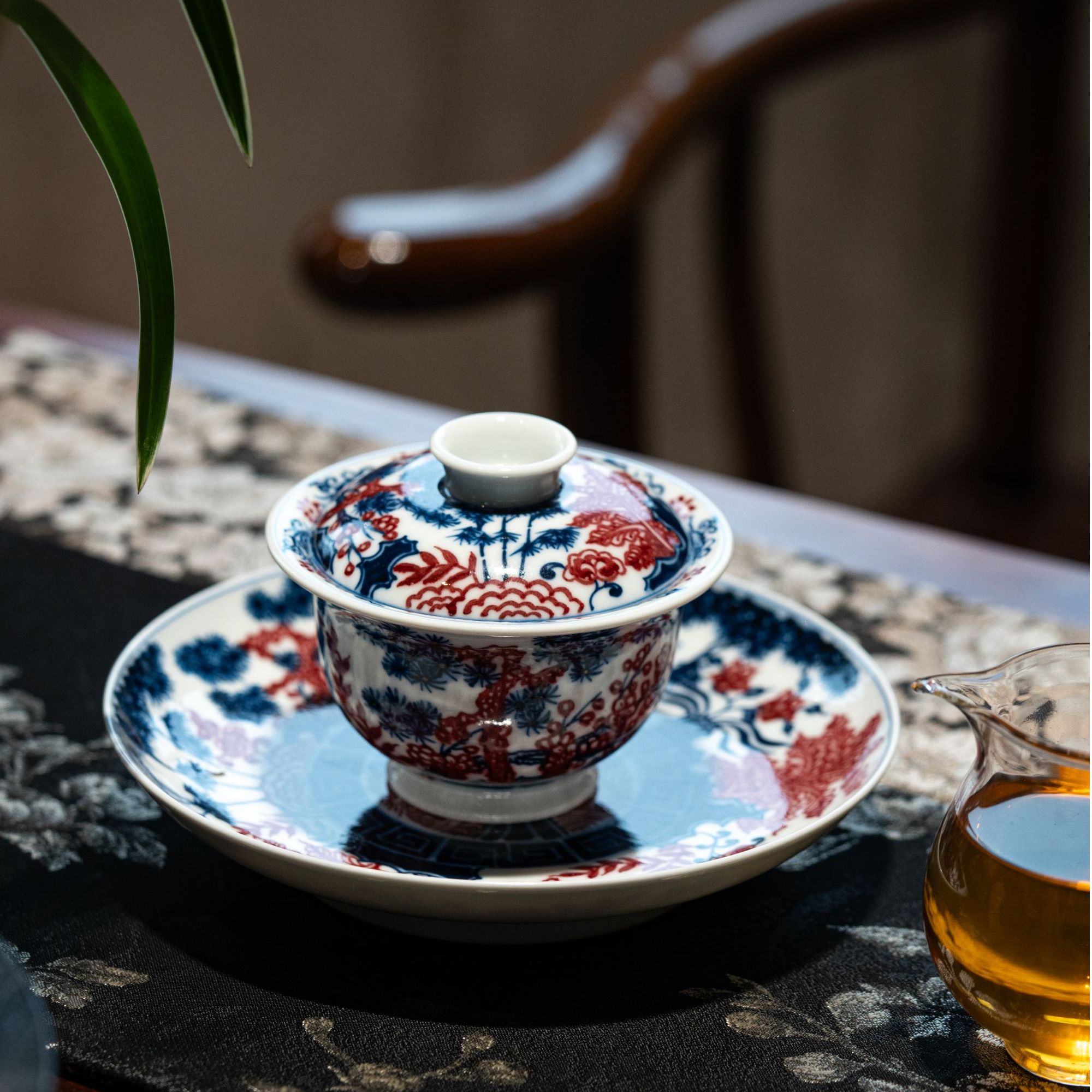 【初瑾窑】青花釉里红系列 景德镇手工手绘 松竹梅茶器 278