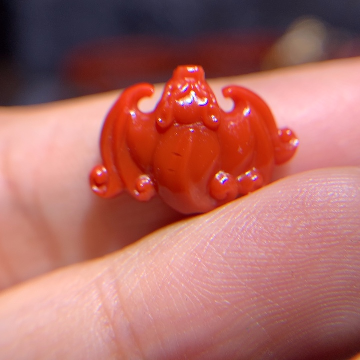 南红玛瑙蝙蝠未镶嵌瓦西满肉锦红