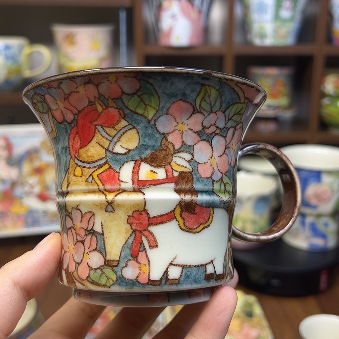 1***3陶摆件原创手绘高温釉下彩