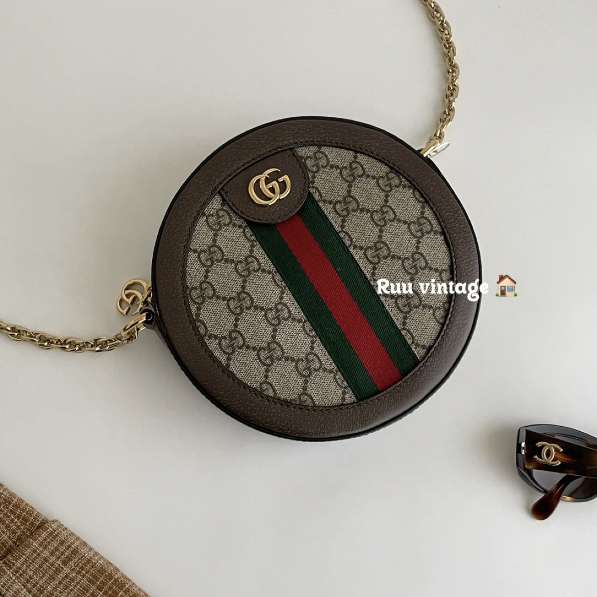 95新 GUCCI/古驰 老花圆饼小logo单肩包 6760