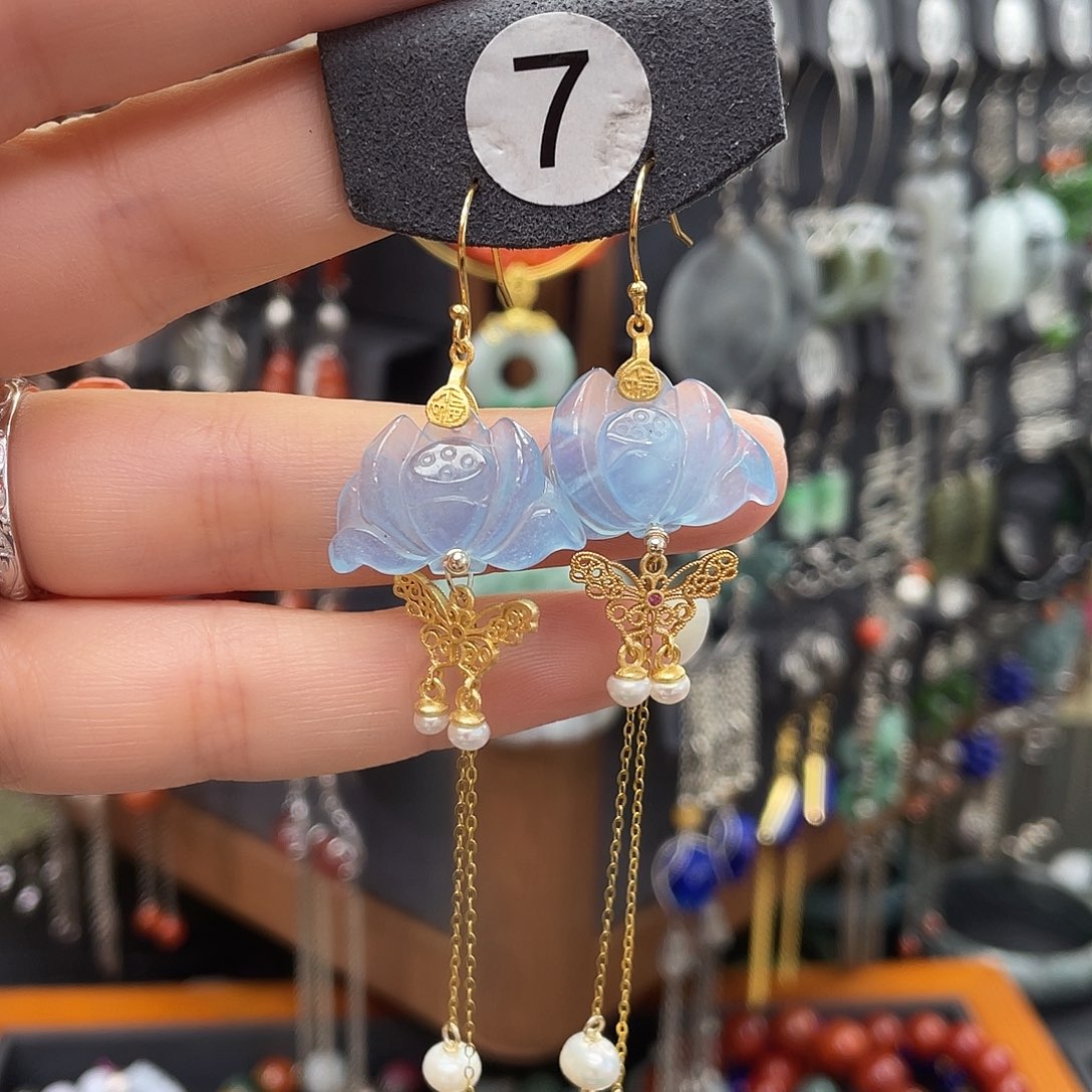 蓝宝石耳饰银S925镶嵌K****a224thnhhgh