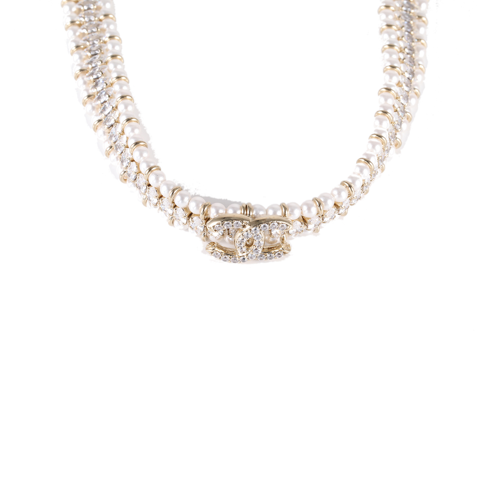 99新 Chanel/香奈儿 小花6花 合金 Chanel 22S珍珠锁骨项链