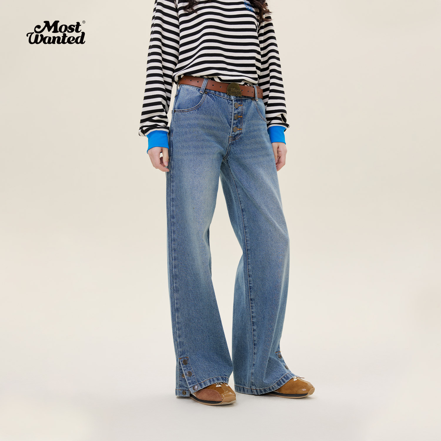 MostWanted中低腰合身休闲水洗牛仔裤