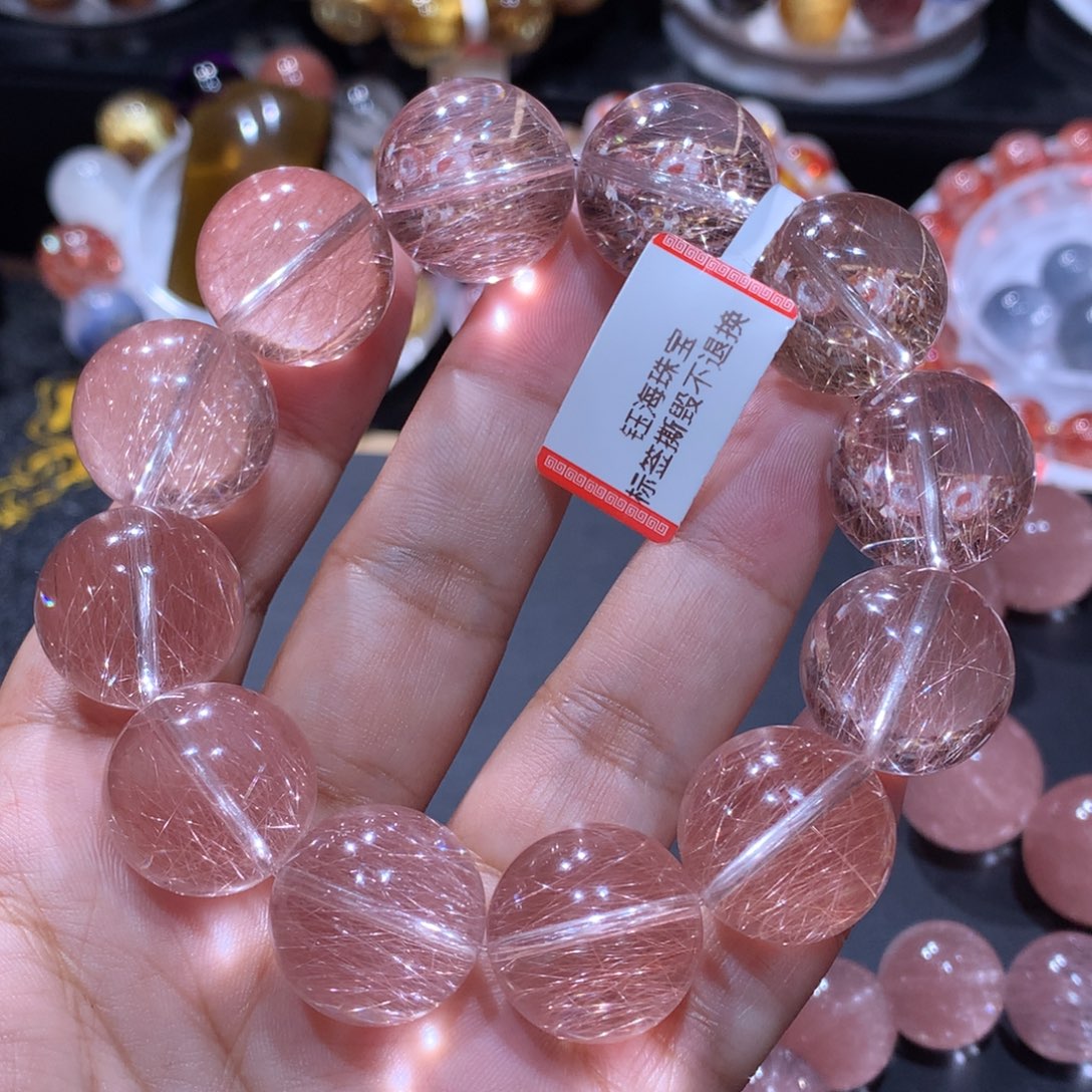 手链水晶未镶嵌粉钢丝18mm