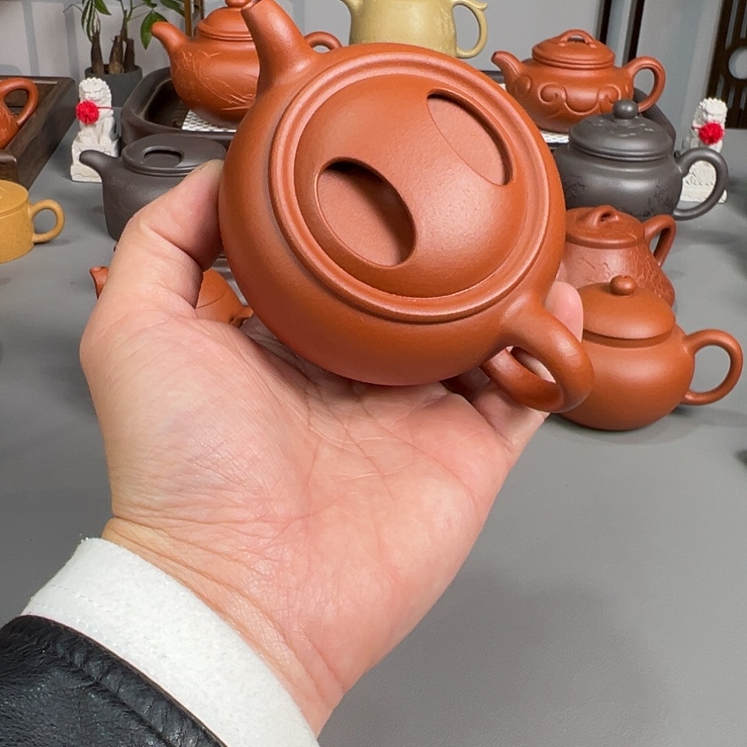 茶壶紫砂红泥牛盖