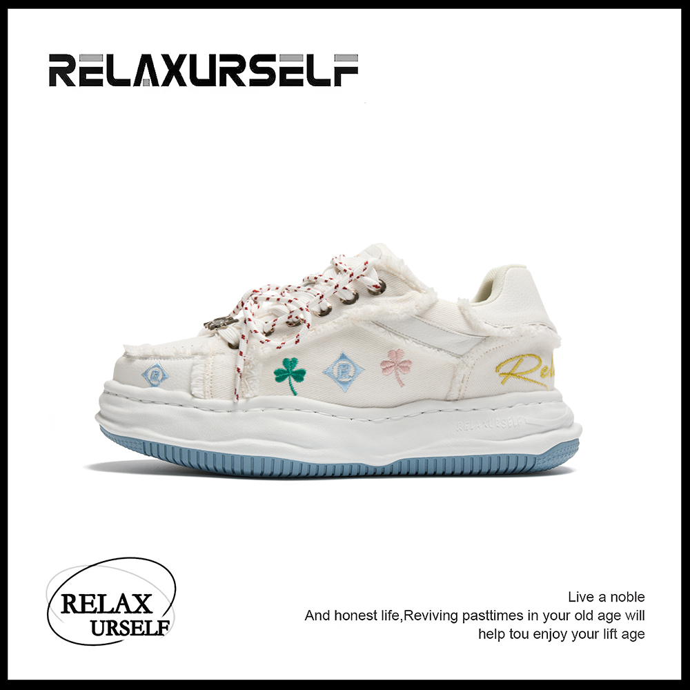 RELAXURSELF【萌小猫同款】国潮刺绣潮鞋百搭增高情侣鞋运动休闲鞋