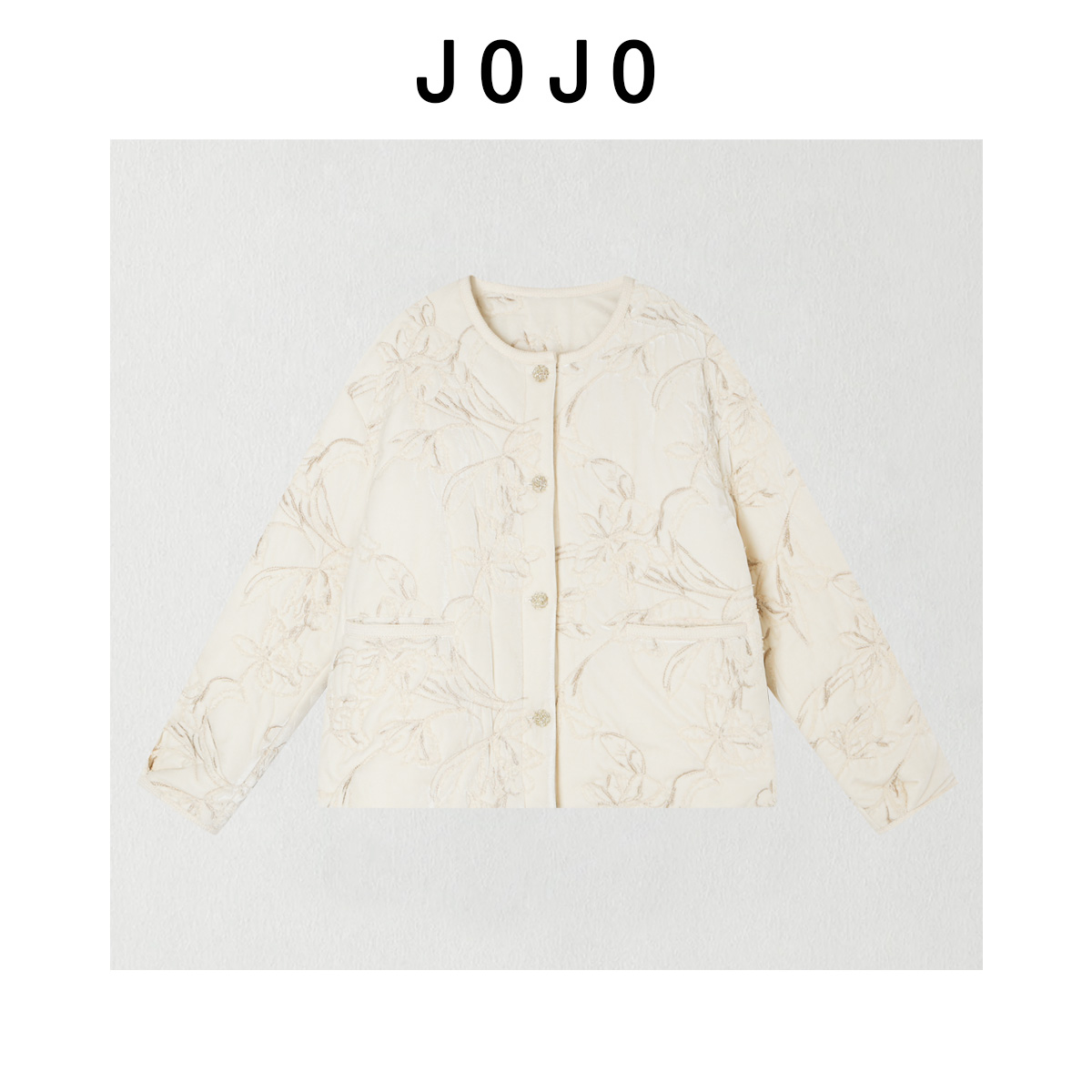 玖了个玖 2025秋冬新款 刺绣提花新中式单排扣羽绒外套2512C9323
