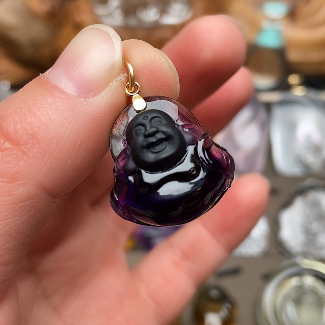 水晶天然水晶吊坠18K金镶嵌