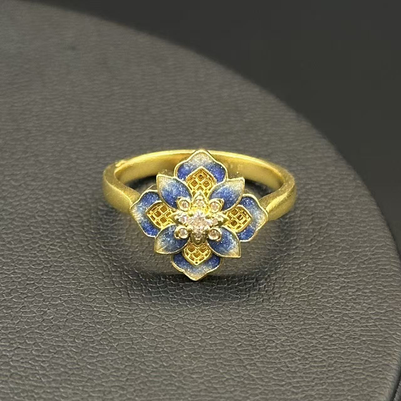 4.68g 足金烧蓝镶嵌戒指复古国潮风