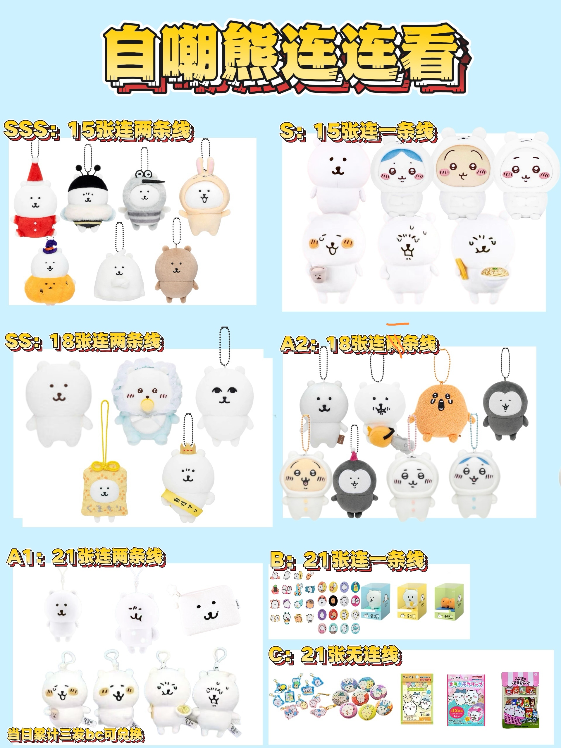 吉伊卡哇nagano自嘲熊子超兄角色卡牌连连看盲盒