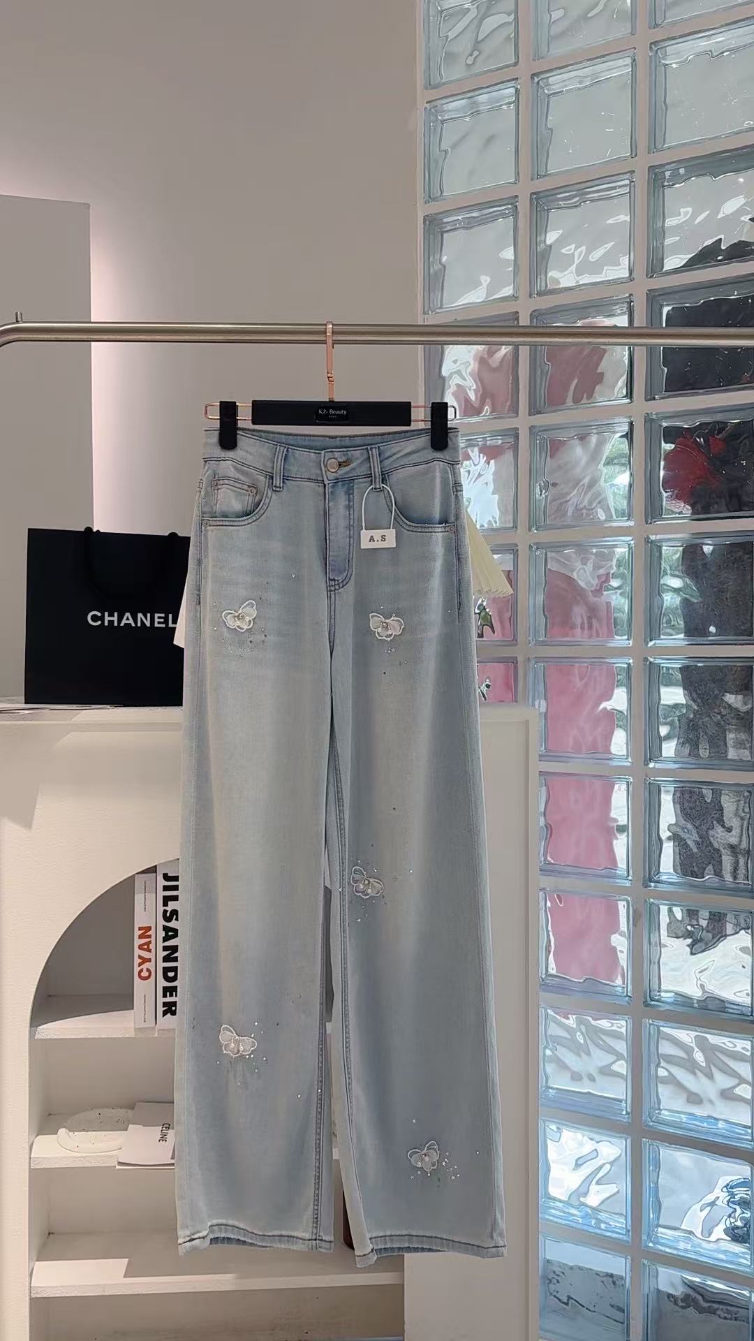 唐琪女装【Q9805】蝴蝶结牛仔阔腿裤