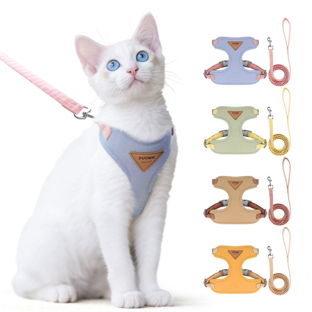 新款猫咪牵引绳 防挣脱猫咪胸背带外出遛猫绳可调节宠物牵引绳