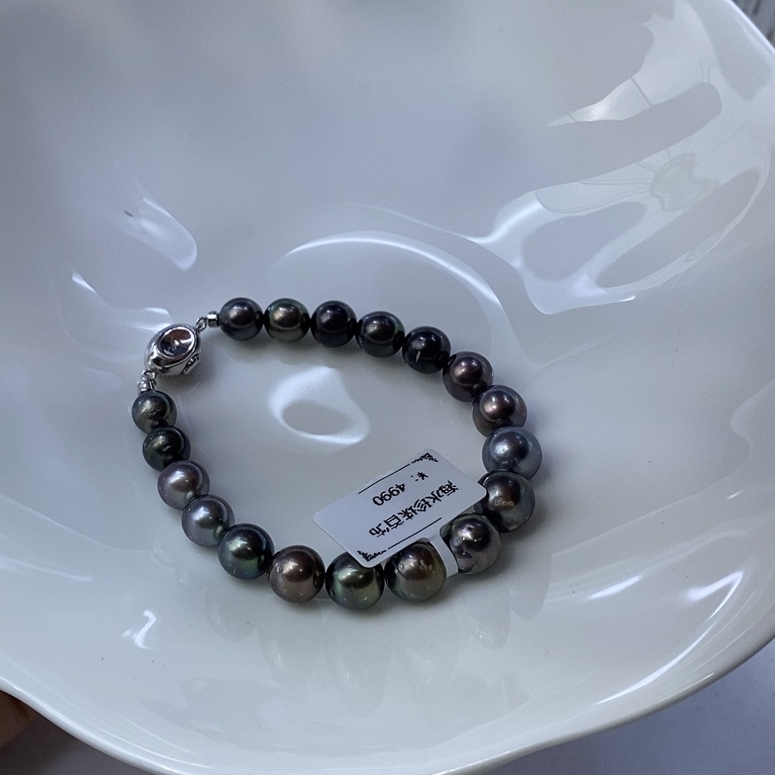 银S925镶嵌海水珍珠手绳