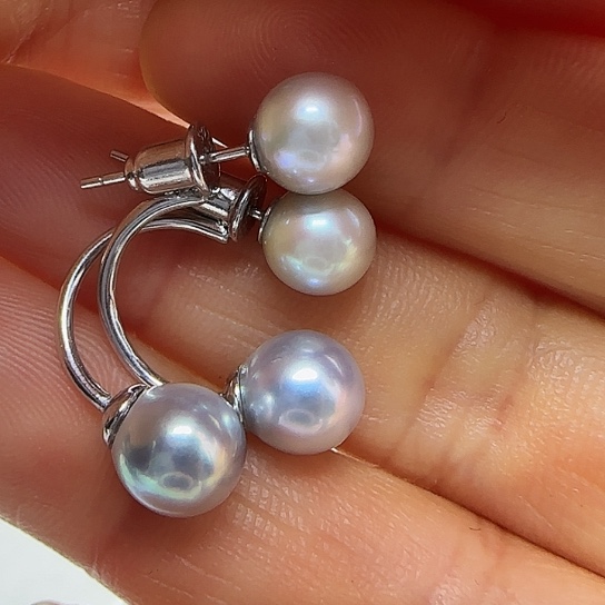 麻***️耳饰海水珍珠银S925镶嵌