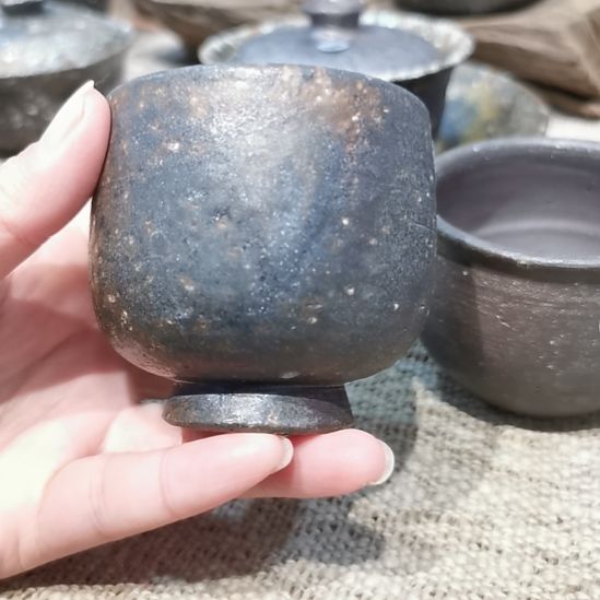 柴烧粗陶茶器主人杯
