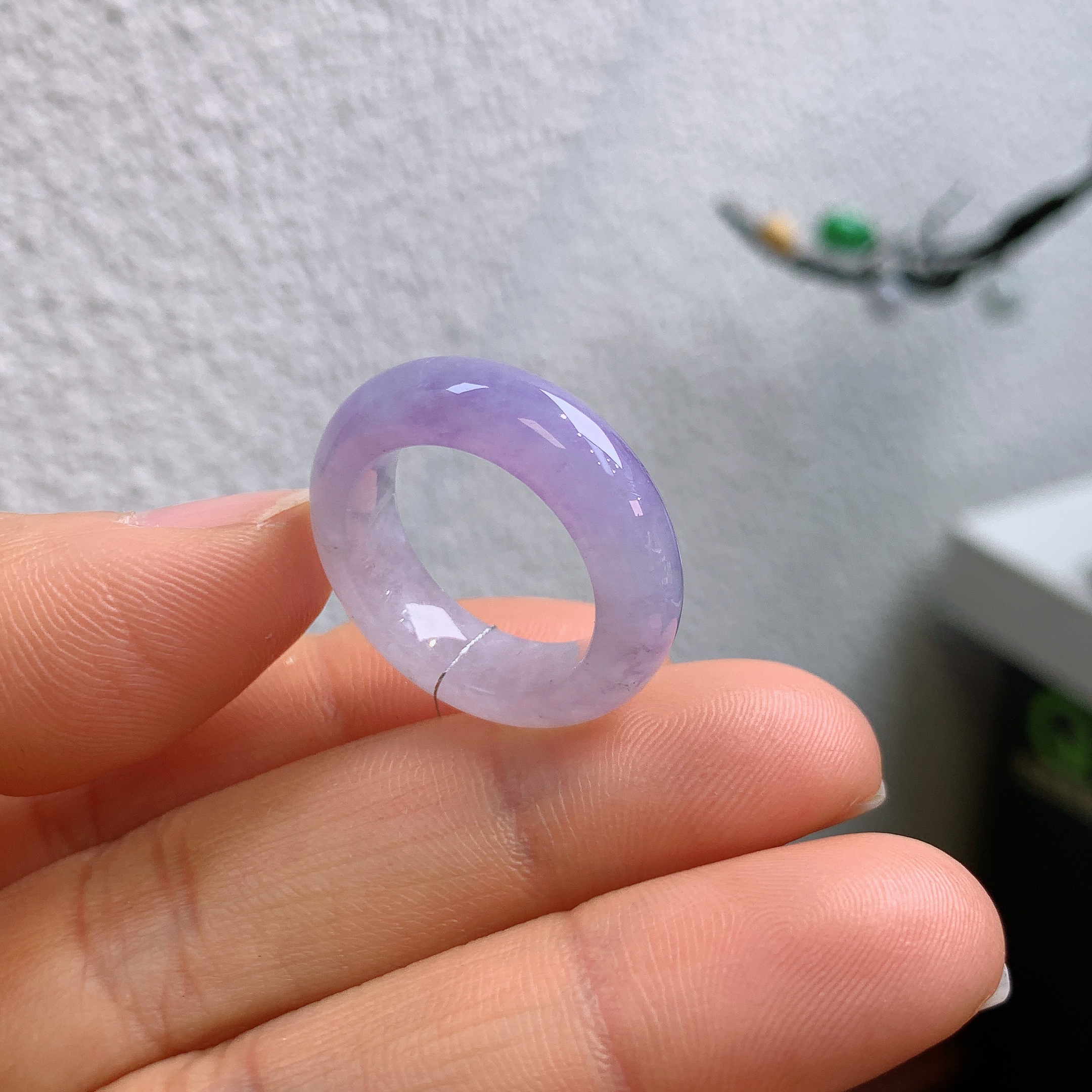 12圈口缅甸天然翡翠A货冰紫罗兰戒指224#