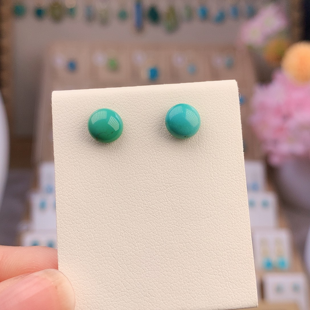 银S925镶嵌绿松石耳饰