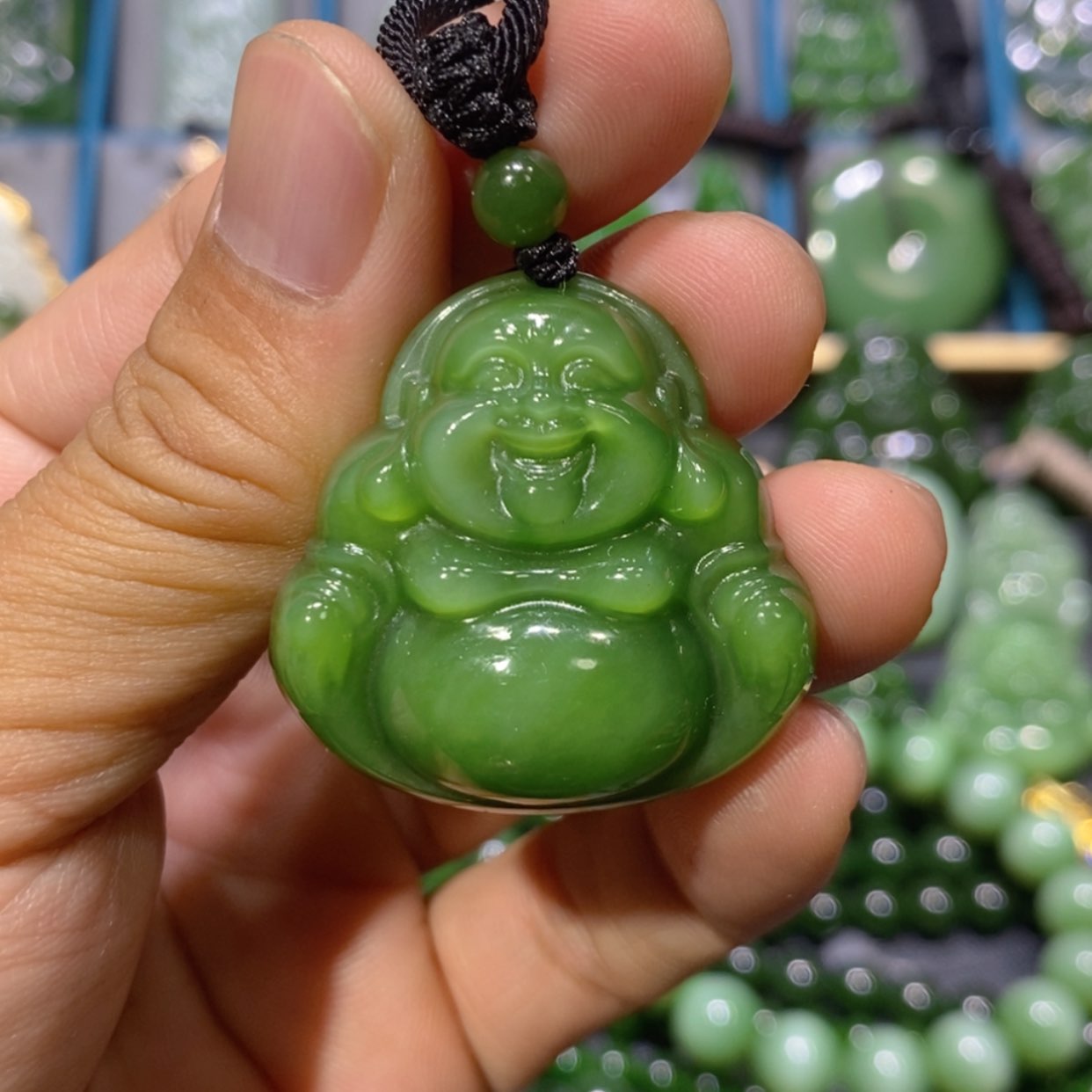【闪购商品】和田玉吊坠(不含链)未镶嵌辣阳绿佛公 35/11