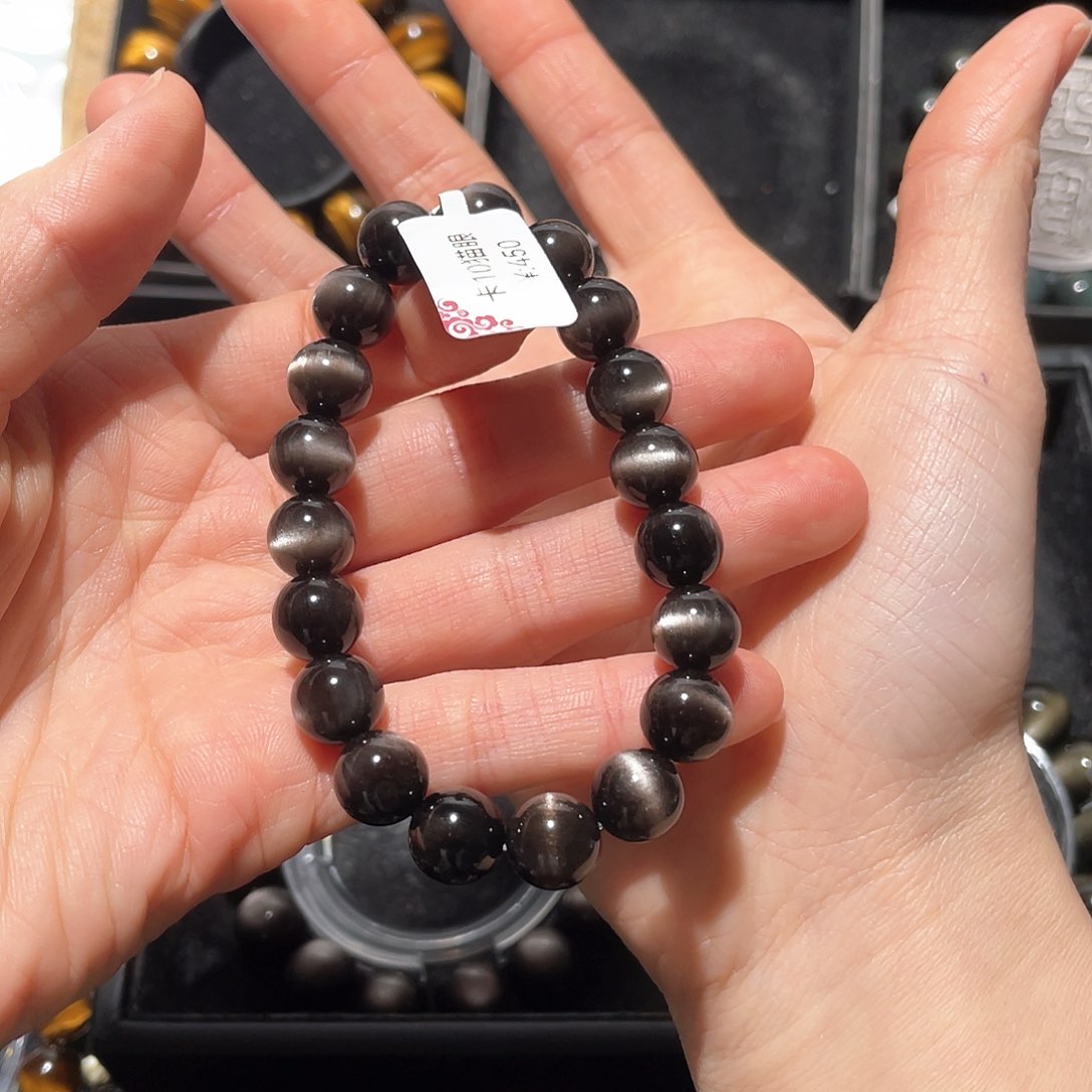 黑曜岩手链未镶嵌小*月