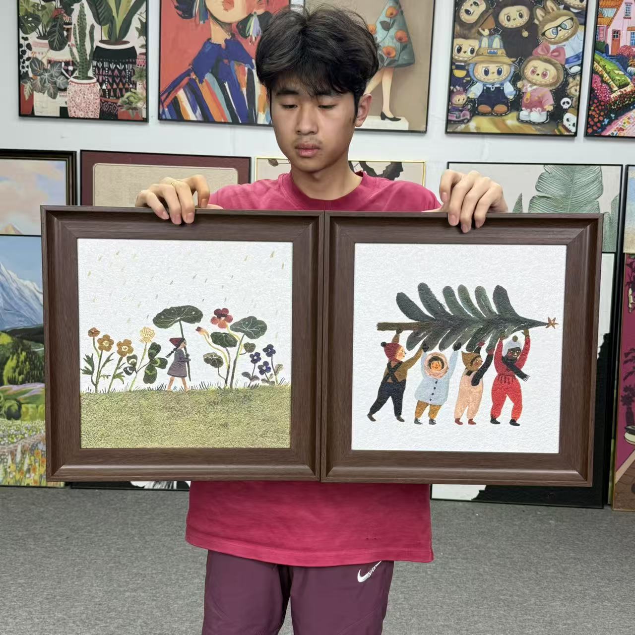 法式风格抽象床头挂画适用于餐厅民宿卧室房4040