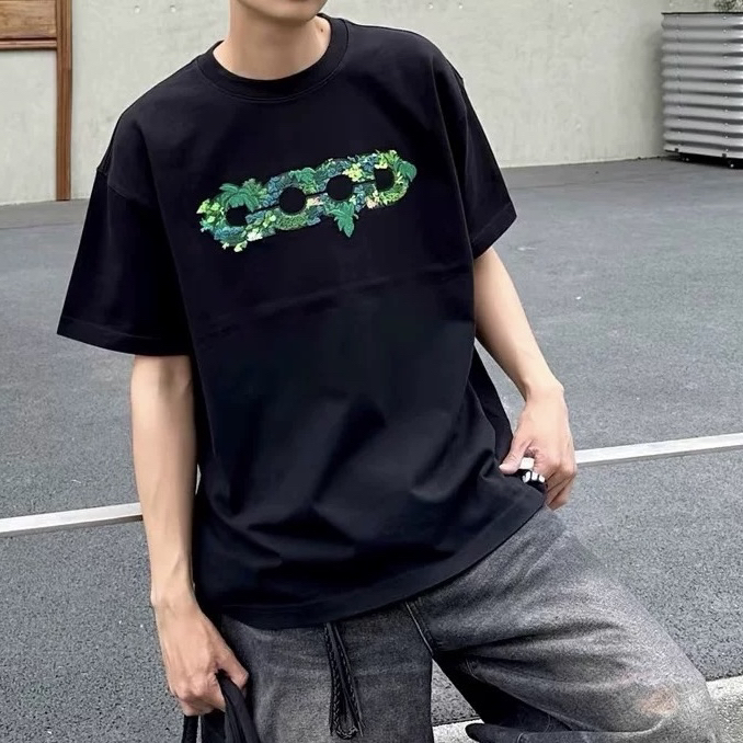 GOODBRAND25立体绿植刺绣地图轻奢时尚高级感LOGO短袖T恤男女同款