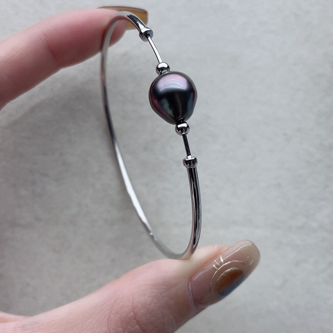 海水珍珠手镯86银S925镶嵌