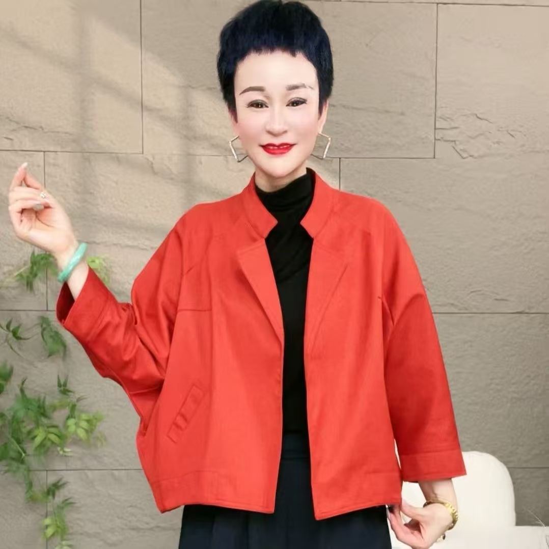 2025新款春秋短外套时尚休闲百搭宽松立领网红洋气女士纯色气质