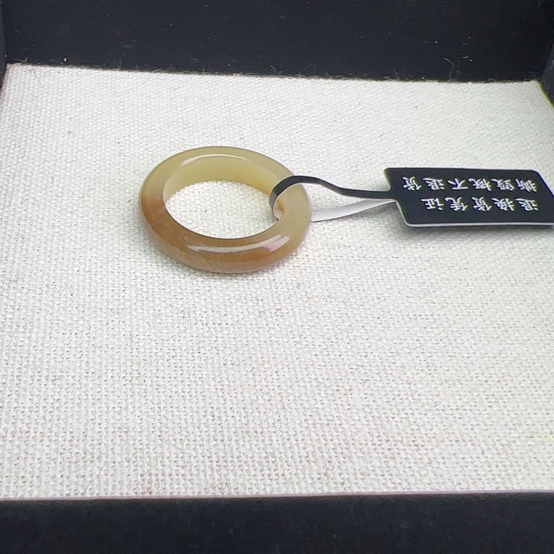 和田玉戒指未镶嵌13号麻糖一口糖