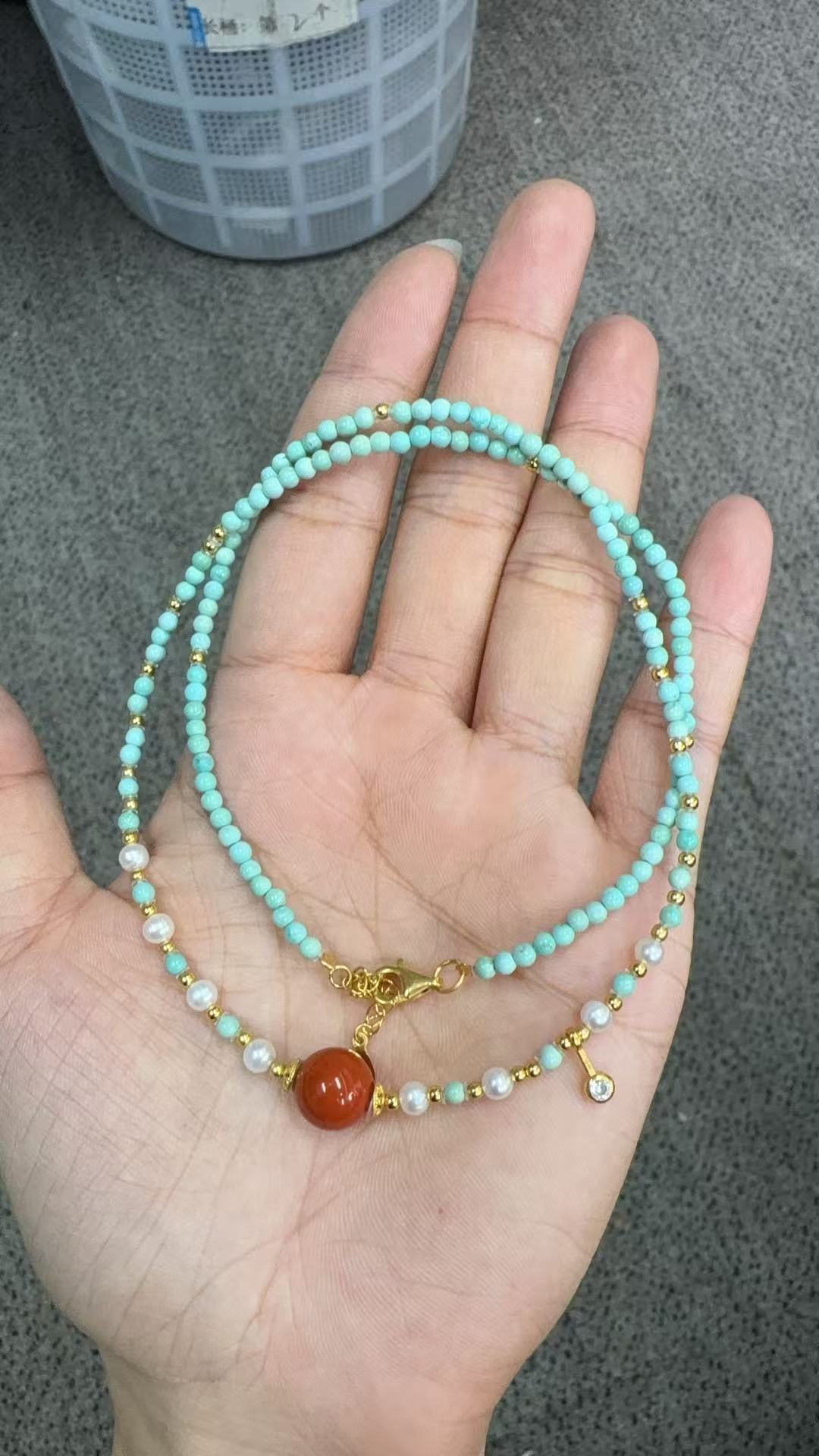 绿松圆珠项链【小北质检】ZJH236Z101多样性发一