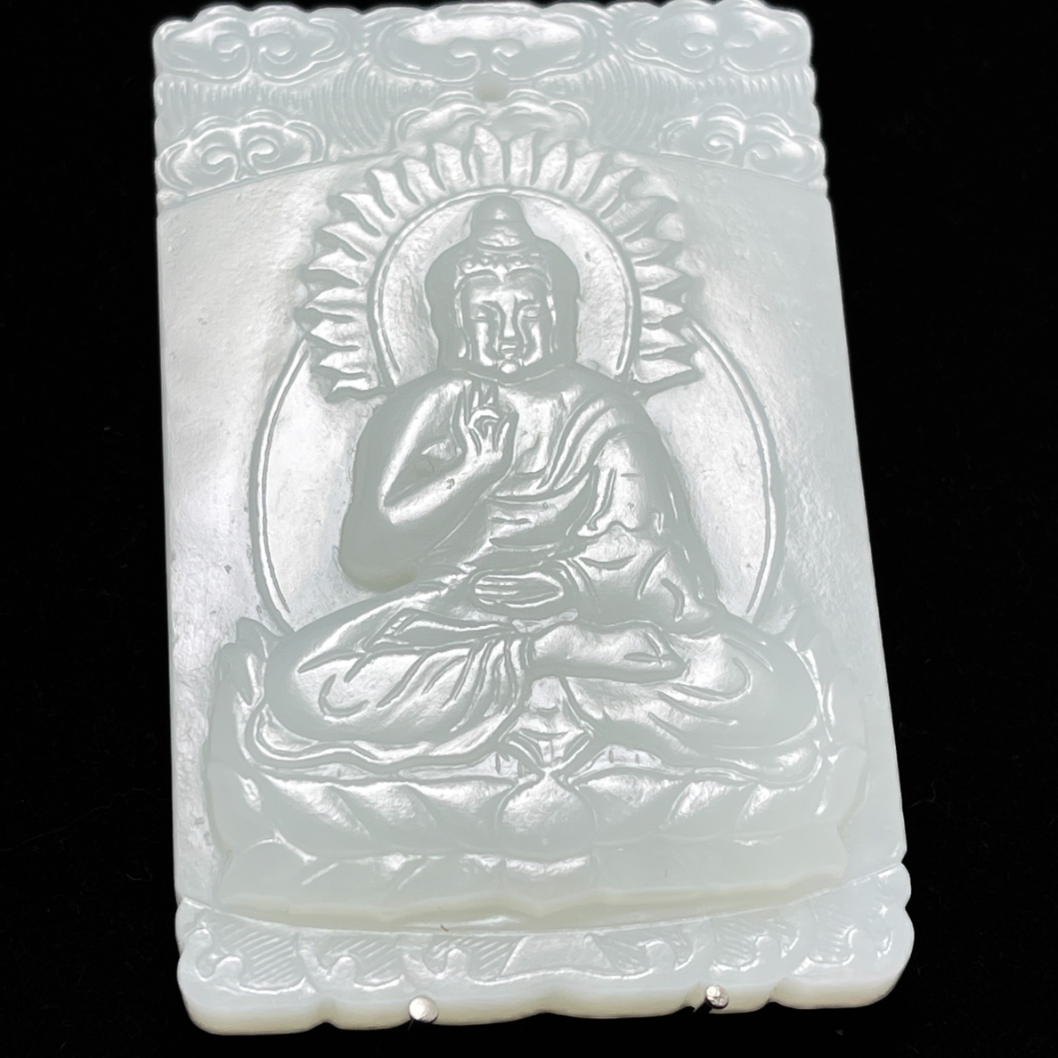 旧藏和田玉白玉佛牌吊坠挂件