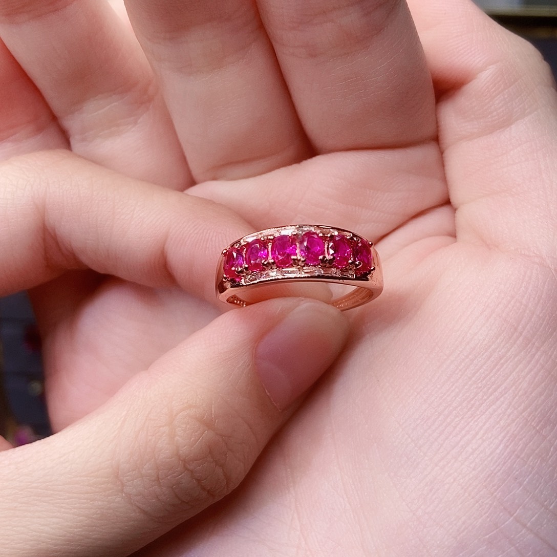 红宝石银S925镶嵌戒指