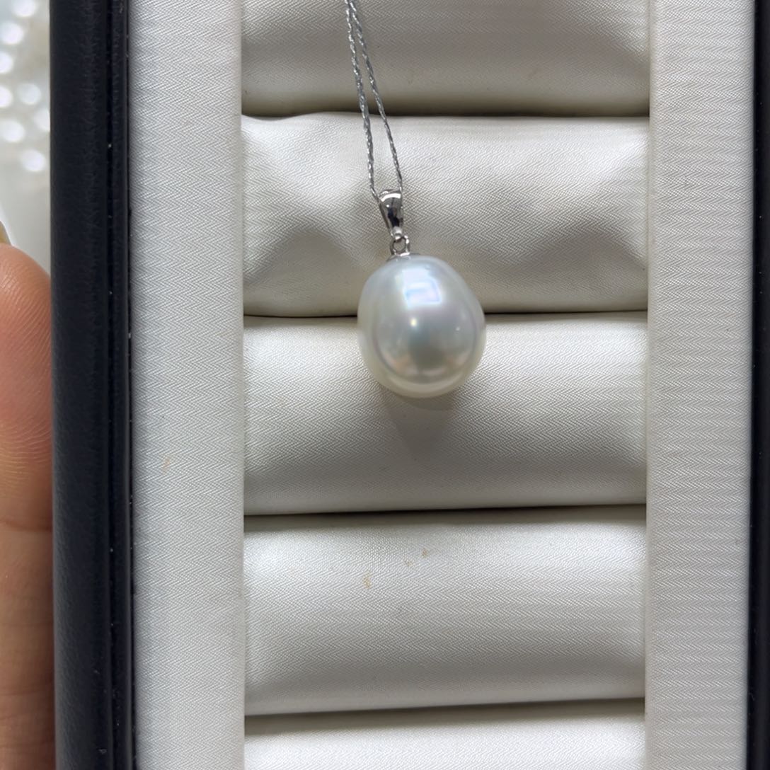 海水珍珠18K金镶嵌吊坠(不含链)12-13mm