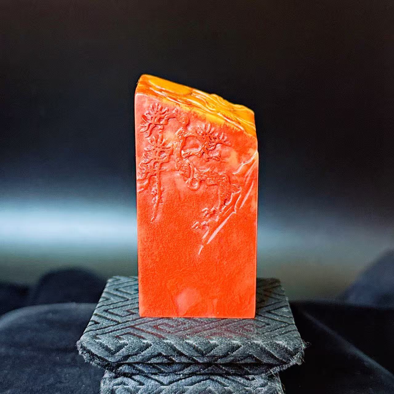一石伴刻 纯手工篆刻定制 雅藏印章松鹤朝阳2.7*3.0*6.0cm
