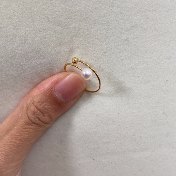 淡水珍珠戒指银S925镶嵌5-6