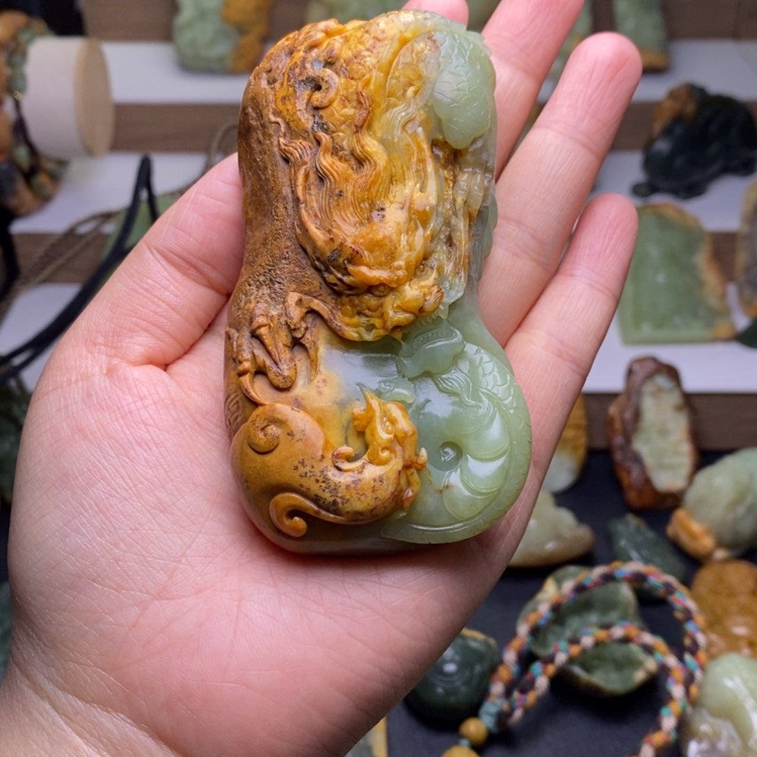 岫岩河磨玉（透闪石质玉）手把未镶嵌做**强