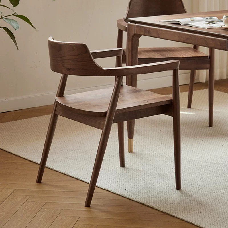 北美黑胡桃木实木椅广岛椅餐椅简约靠背椅书房椅