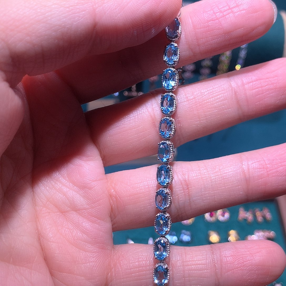 托帕石手链银S925镶嵌