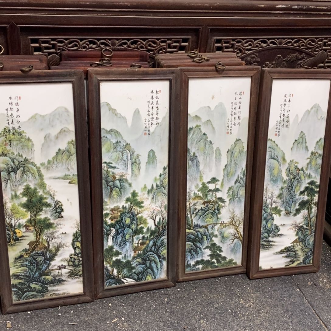 瓷53*21*4景德镇瓷板画柴窑烧制