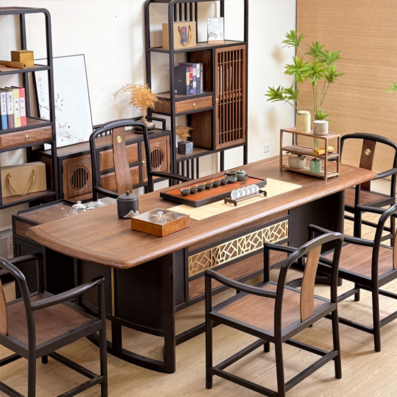 新中式茶桌茶台客厅家用简约禅意干泡桌书房办公室泡茶桌书法桌