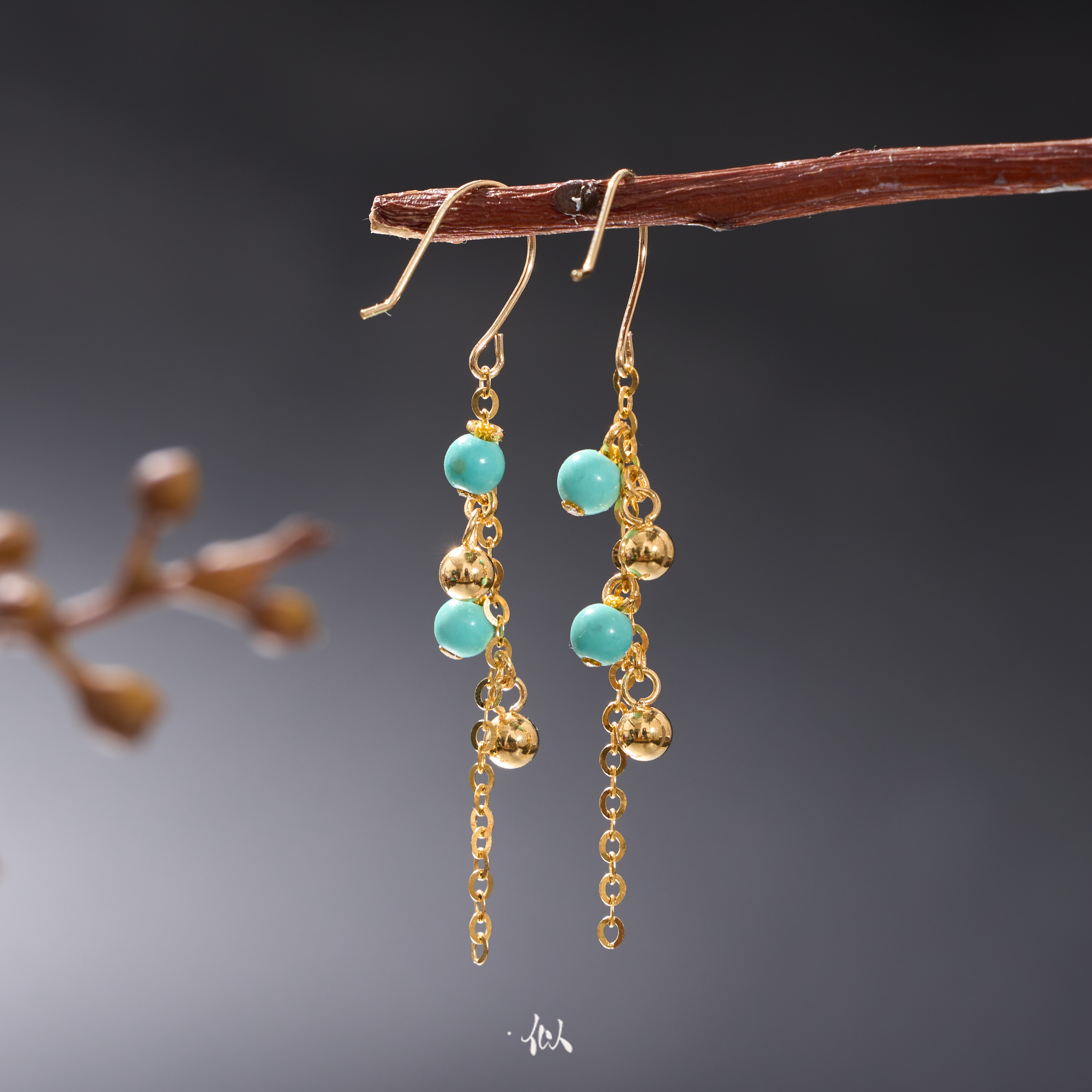 【踏春】·似梓珠宝· 18K绿松耳钩   XYGD9990209-C