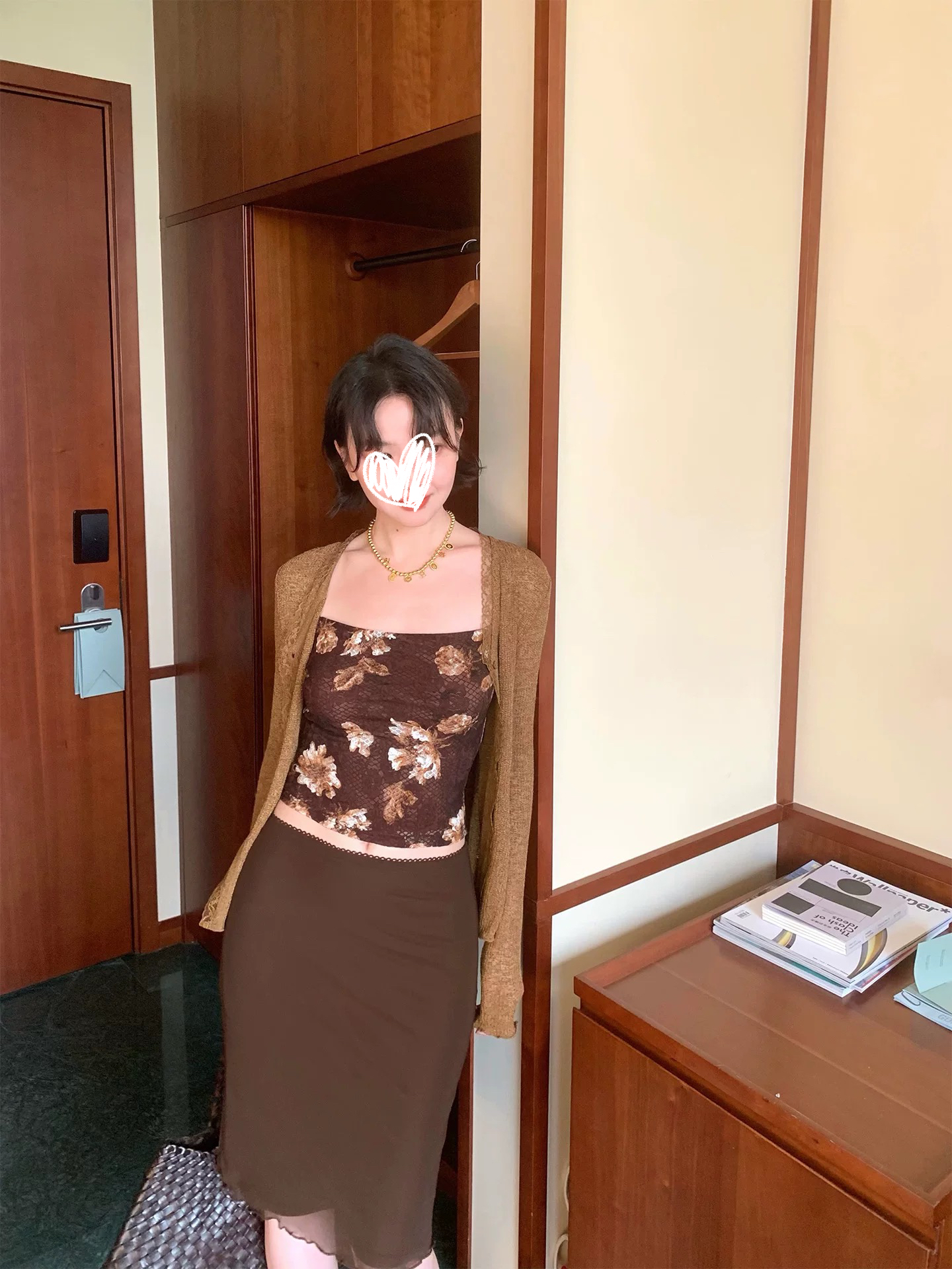 【藤曼初蕾】夏季薄款小开衫+印花吊带+修身半身裙三件套Q193