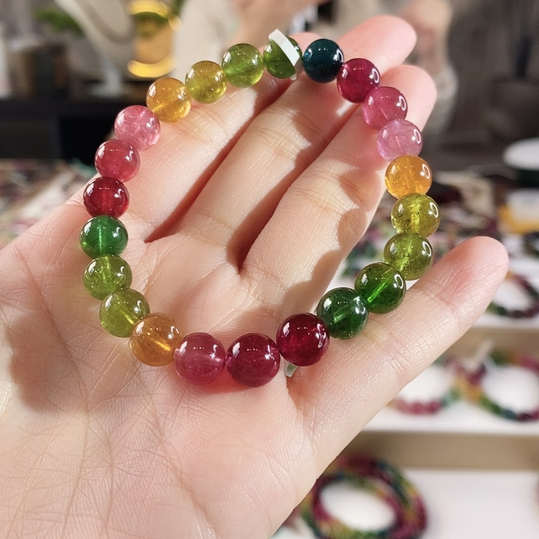 碧玺手串未镶嵌G2402单圈颜色微差