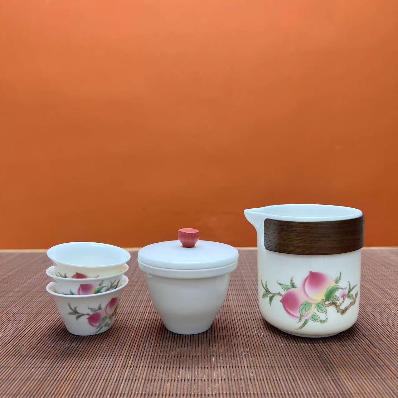 九桃【白】快客杯-1壶3杯+黑色包 LCQ