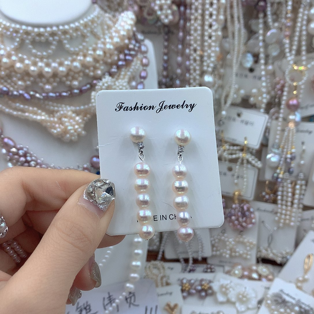 耳饰银S925镶嵌淡水珍珠