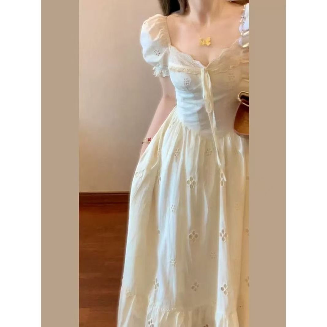 法式气质轻奢高级感温柔风遮肚子显瘦连衣裙子女裙子完美国际联名