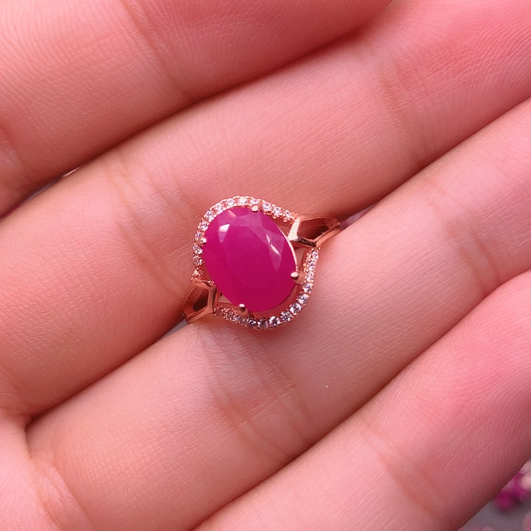 红宝石戒指银S925镶嵌