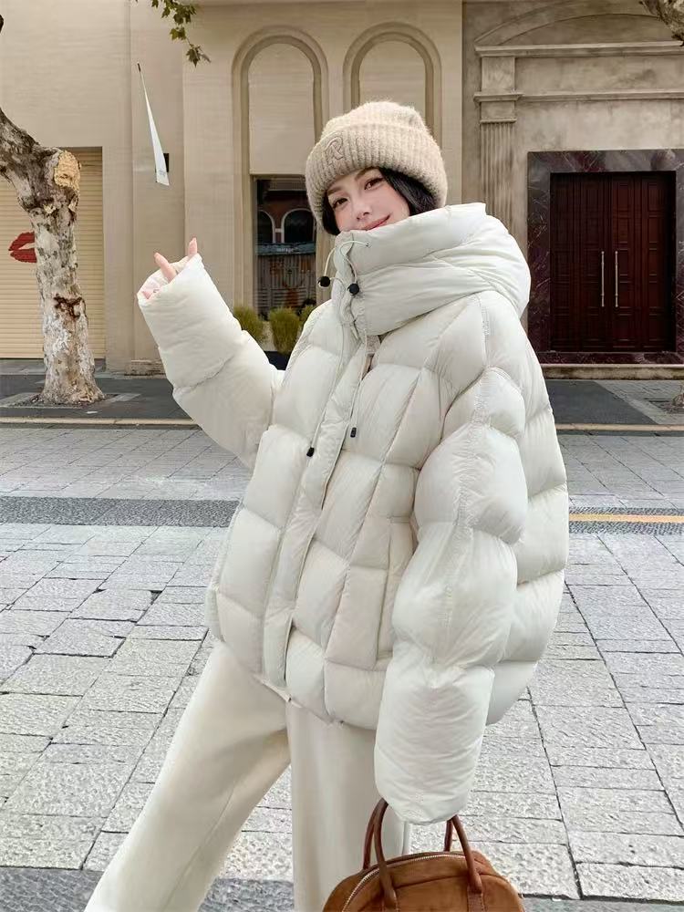 绒子含量90% 露丝同款2025新款时尚百搭泡芙连帽羽绒服066