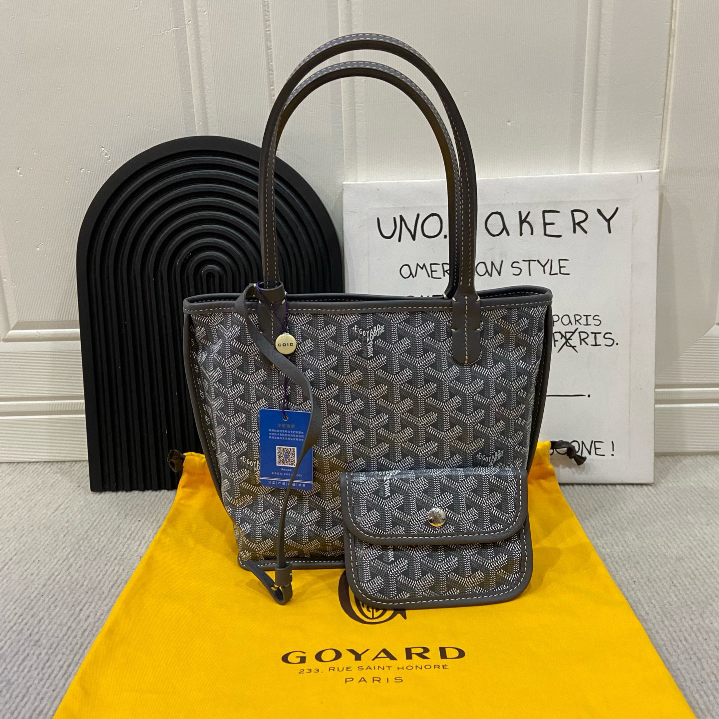 95新 Goyard 戈雅灰色mini 托特